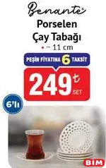 BENANTE PORSELEN ÇAY TABAĞI 6'LI BENANTE PORSELEN ÇAY TABAĞI 6'LI